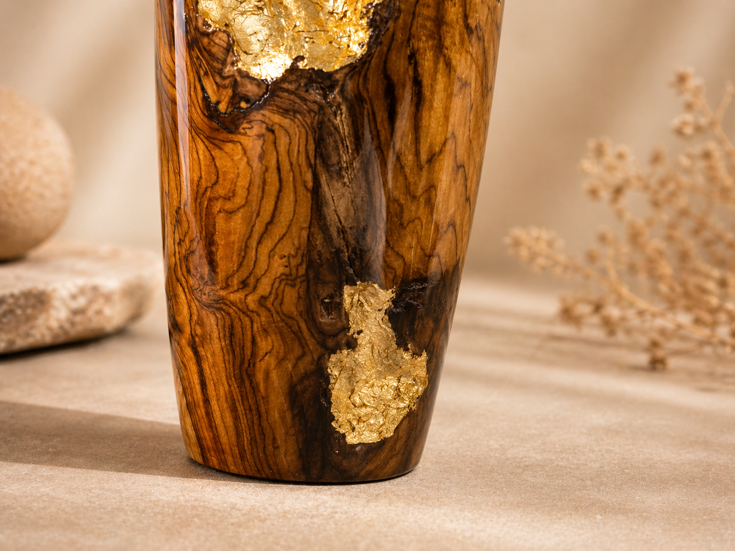 Maelis Stem Teak Wooden Flower Vase in teak wood by UDSS Atelier gallery 4