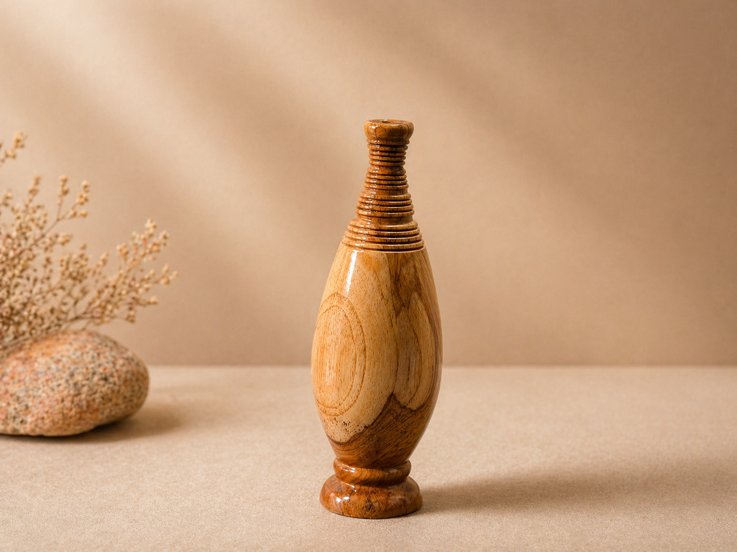 Ivara Bloom Teak Wooden Flower Vase in teak wood by UDSS Atelier gallery 2