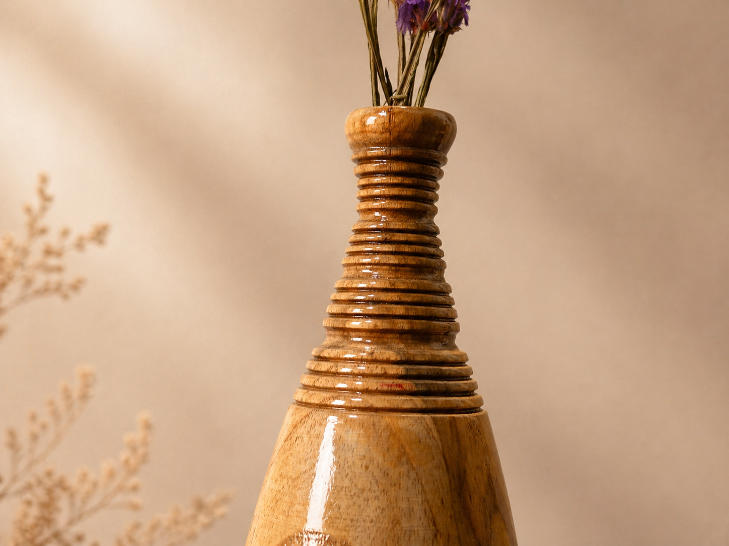 Ivara Bloom Teak Wooden Flower Vase in teak wood by UDSS Atelier gallery 3