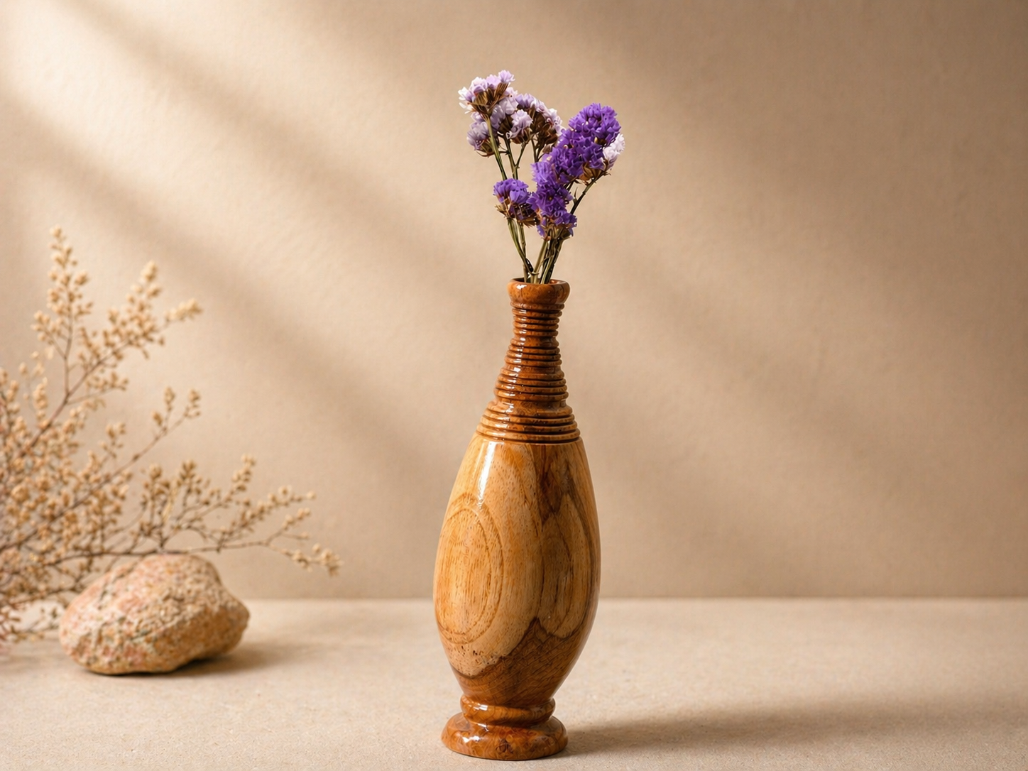 Ivara Bloom Teak Wooden Flower Vase in teak wood by UDSS Atelier gallery 4