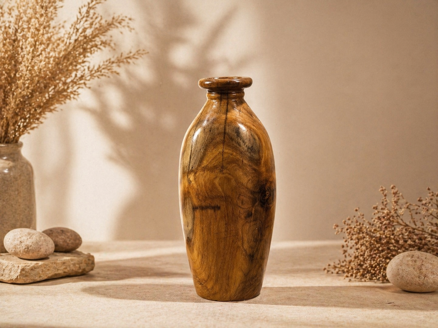 Zayra Bloom Teak Wooden Flower Vase in teak wood by UDSS Atelier