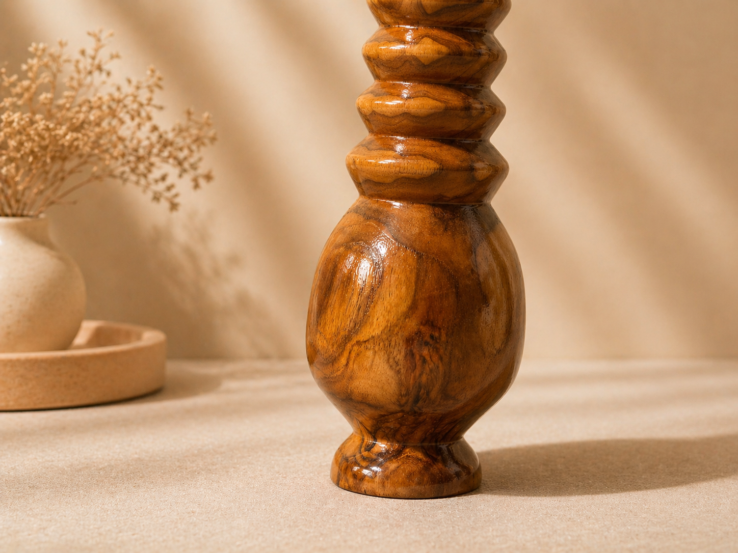 Noren Arch Teak Wooden Flower Vase in teak wood by UDSS Atelier gallery 2