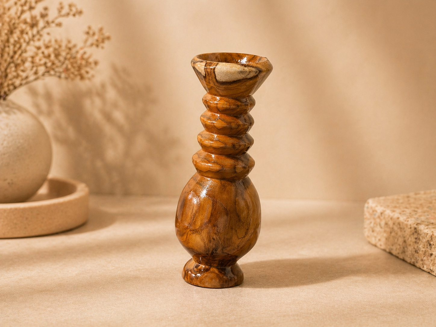 Noren Arch Teak Wooden Flower Vase in teak wood by UDSS Atelier gallery 3