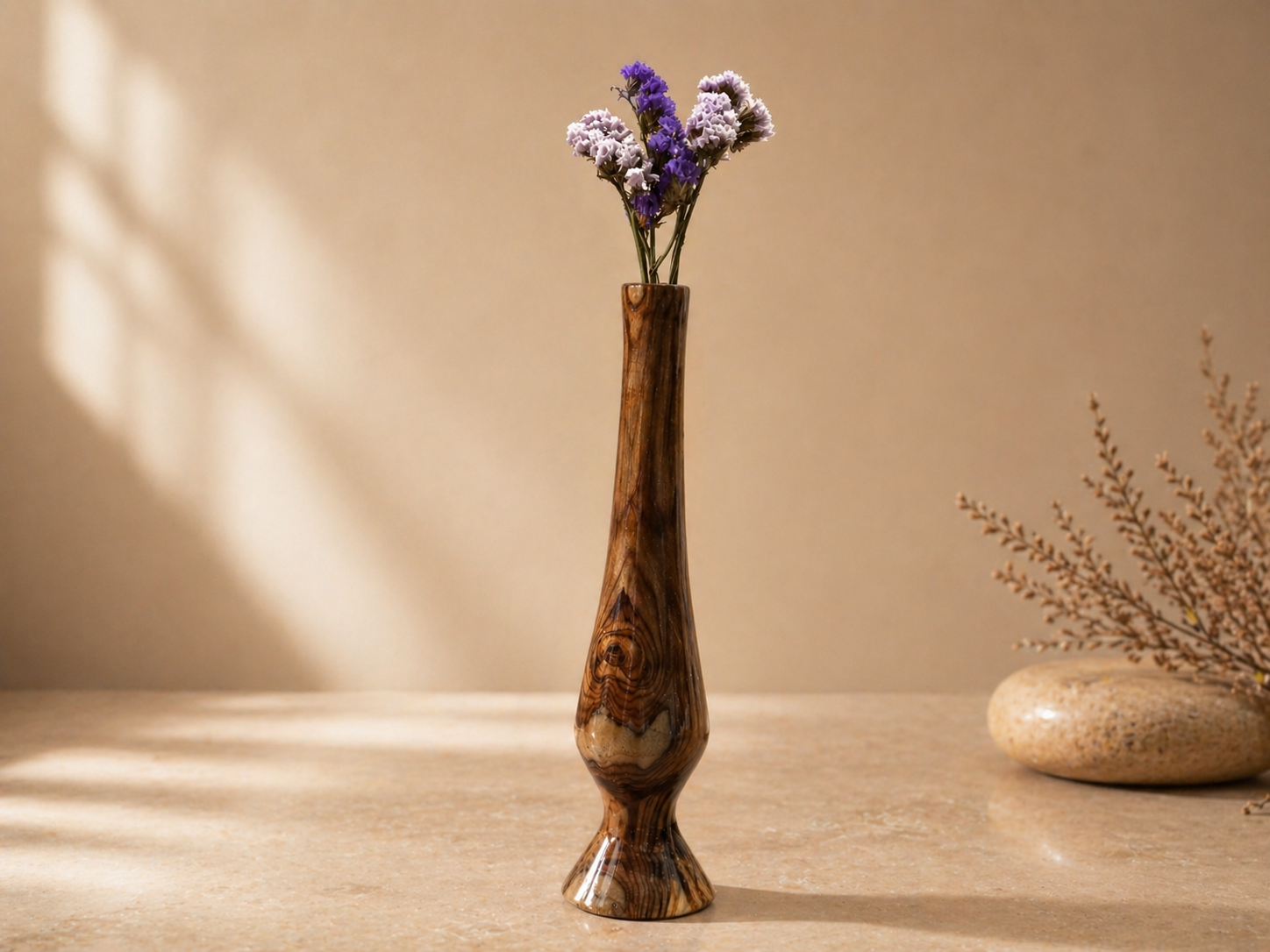 Sylva Crest Teak Wooden Flower Vase in teak wood by UDSS Atelier gallery 2