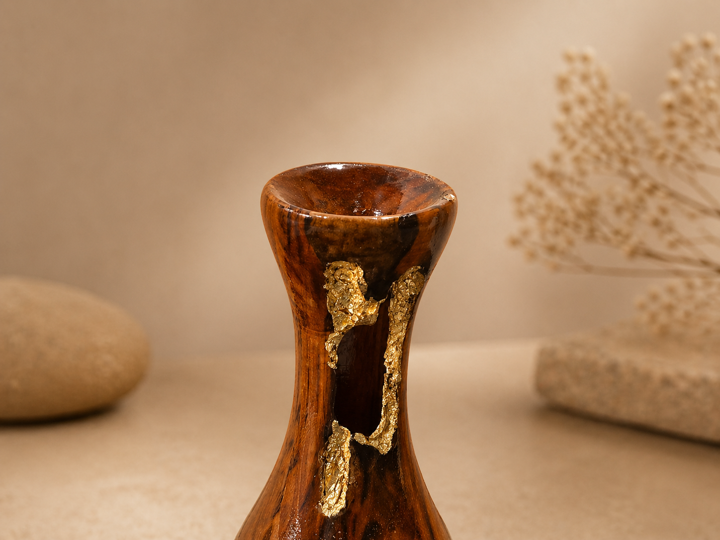 Celine Form Teak Wooden Flower Vase in teak wood by UDSS Atelier gallery 3
