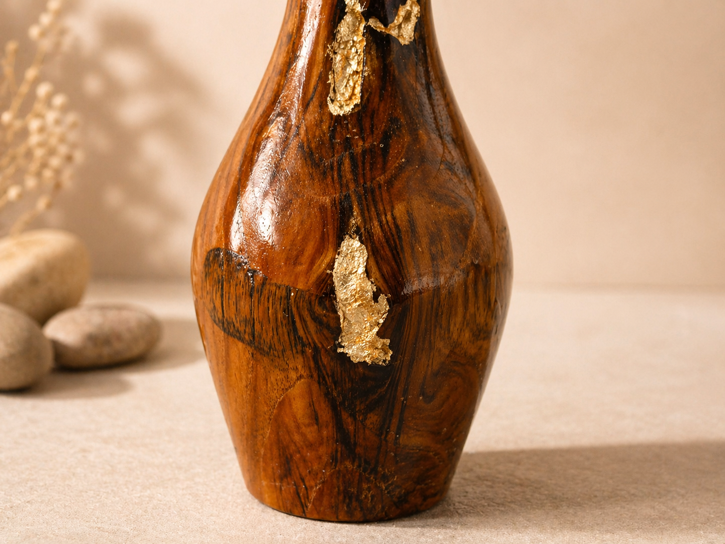 Celine Form Teak Wooden Flower Vase in teak wood by UDSS Atelier gallery 4