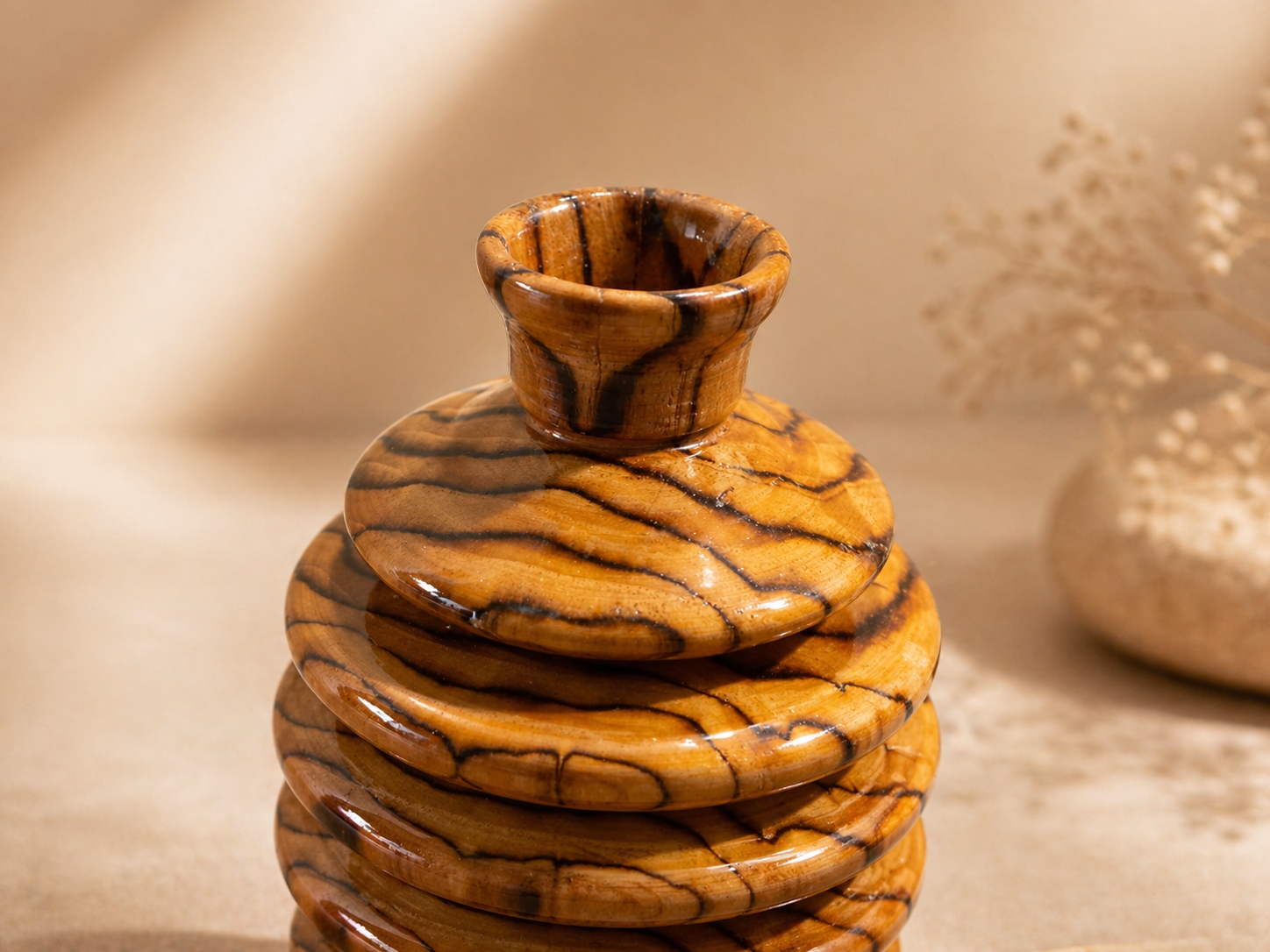 Avian Loom Teak Wooden Flower Vase in teak wood by UDSS Atelier