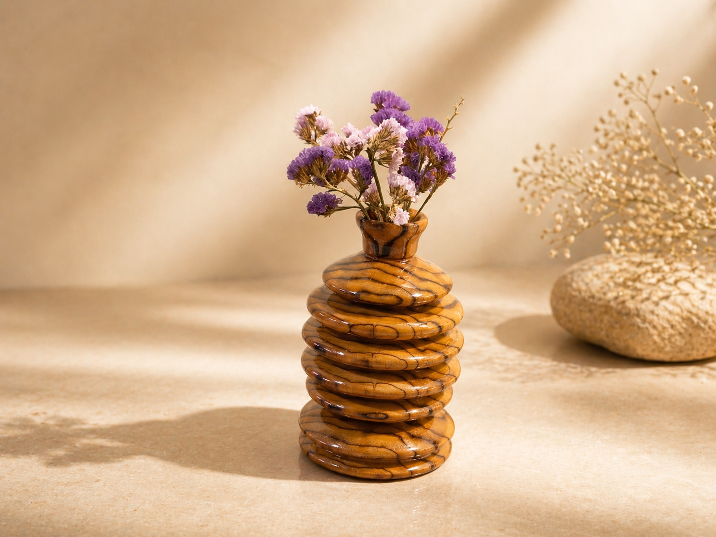 Avian Loom Teak Wooden Flower Vase in teak wood by UDSS Atelier gallery 2