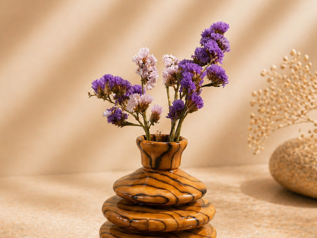 Avian Loom Teak Wooden Flower Vase in teak wood by UDSS Atelier gallery 4