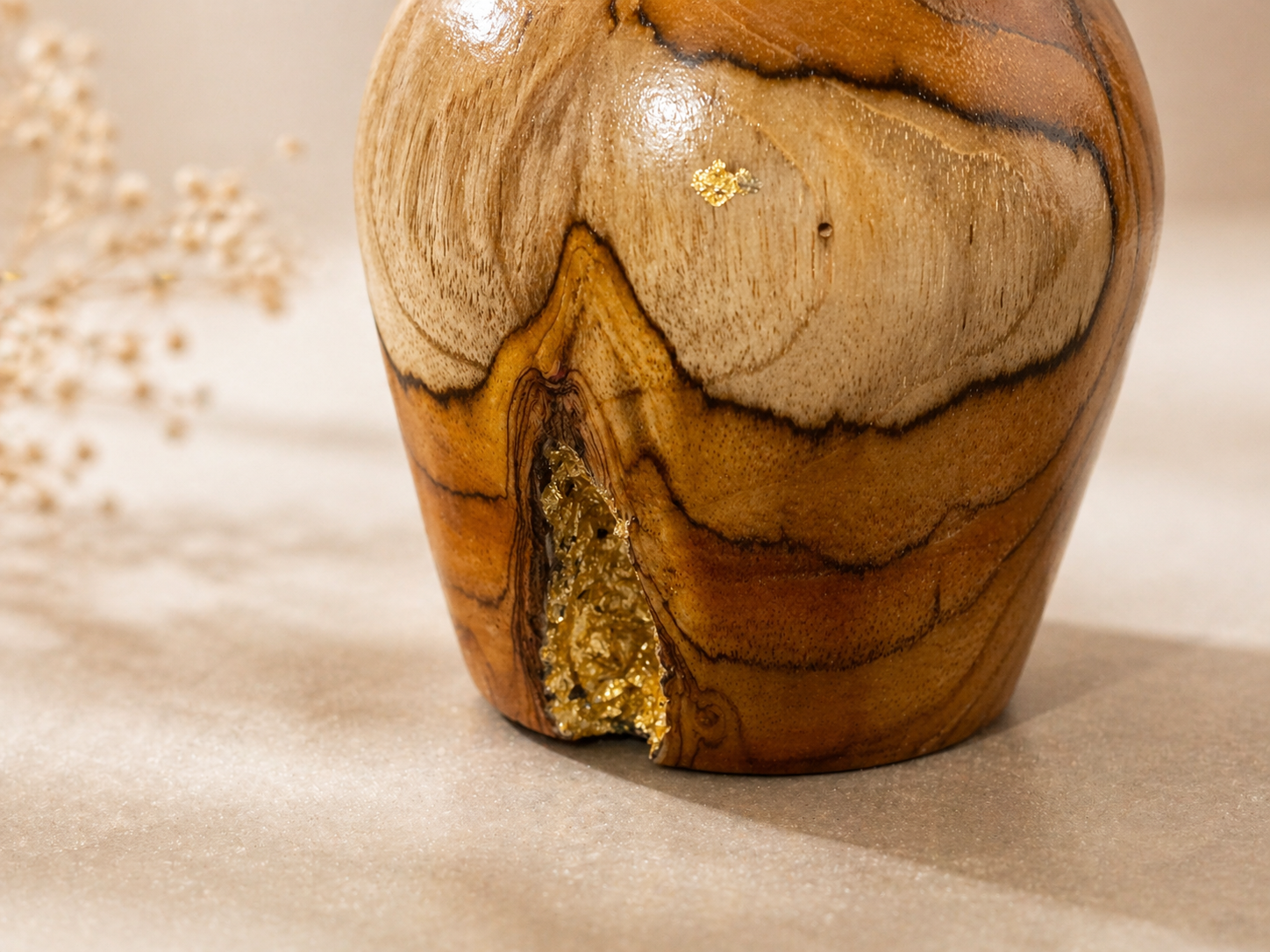 Thalen Petal Teak Wooden Flower Vase in teak wood by UDSS Atelier gallery 2