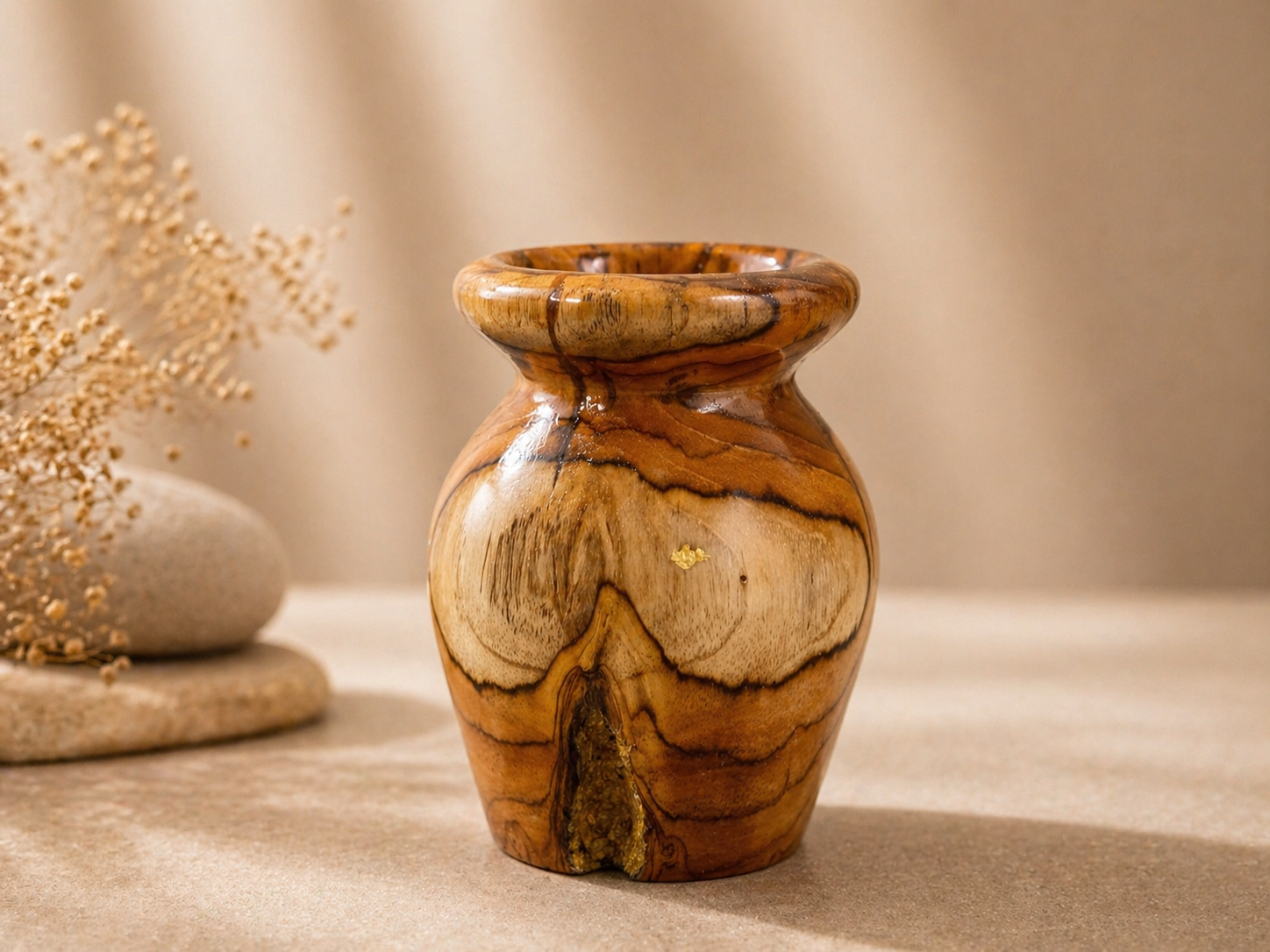Thalen Petal Teak Wooden Flower Vase in teak wood by UDSS Atelier gallery 3