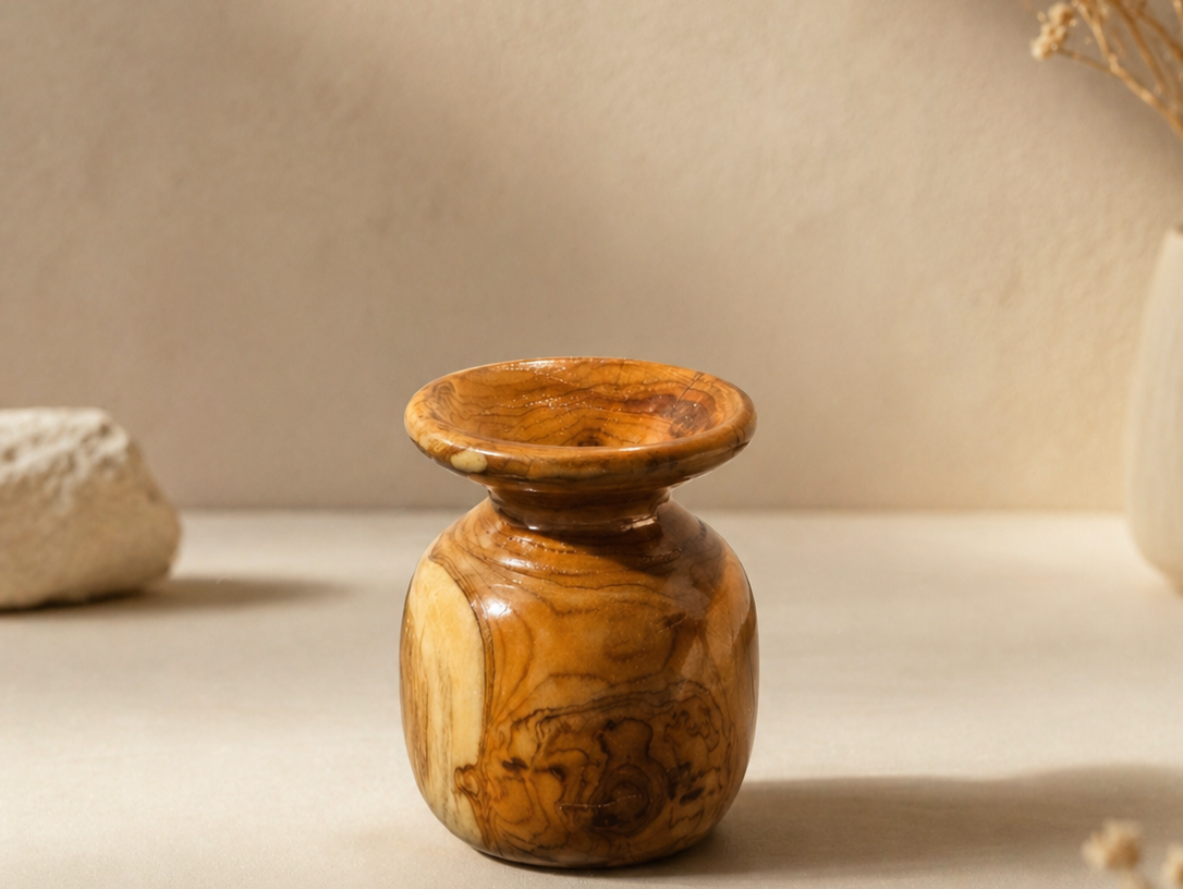 Isola Halo Teak Wooden Flower Vase in teak wood by UDSS Atelier gallery 3