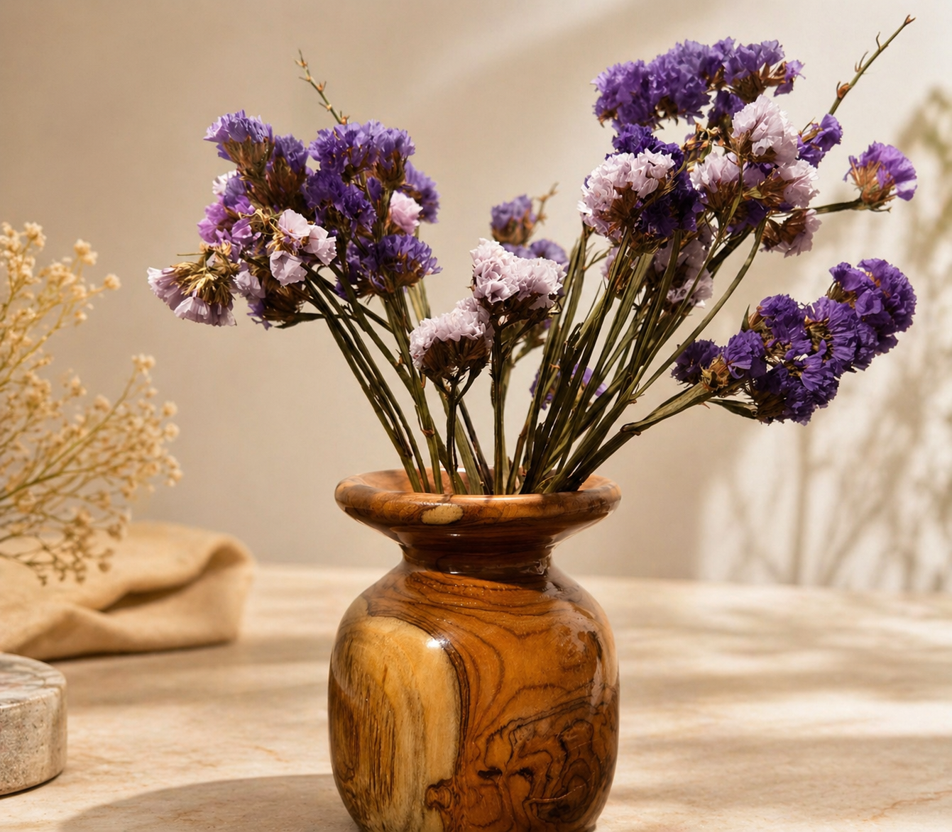 Isola Halo Teak Wooden Flower Vase in teak wood by UDSS Atelier gallery 4