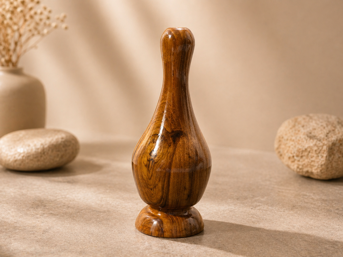 Viona Grove Teak Wooden Flower Vase in teak wood by UDSS Atelier view 2