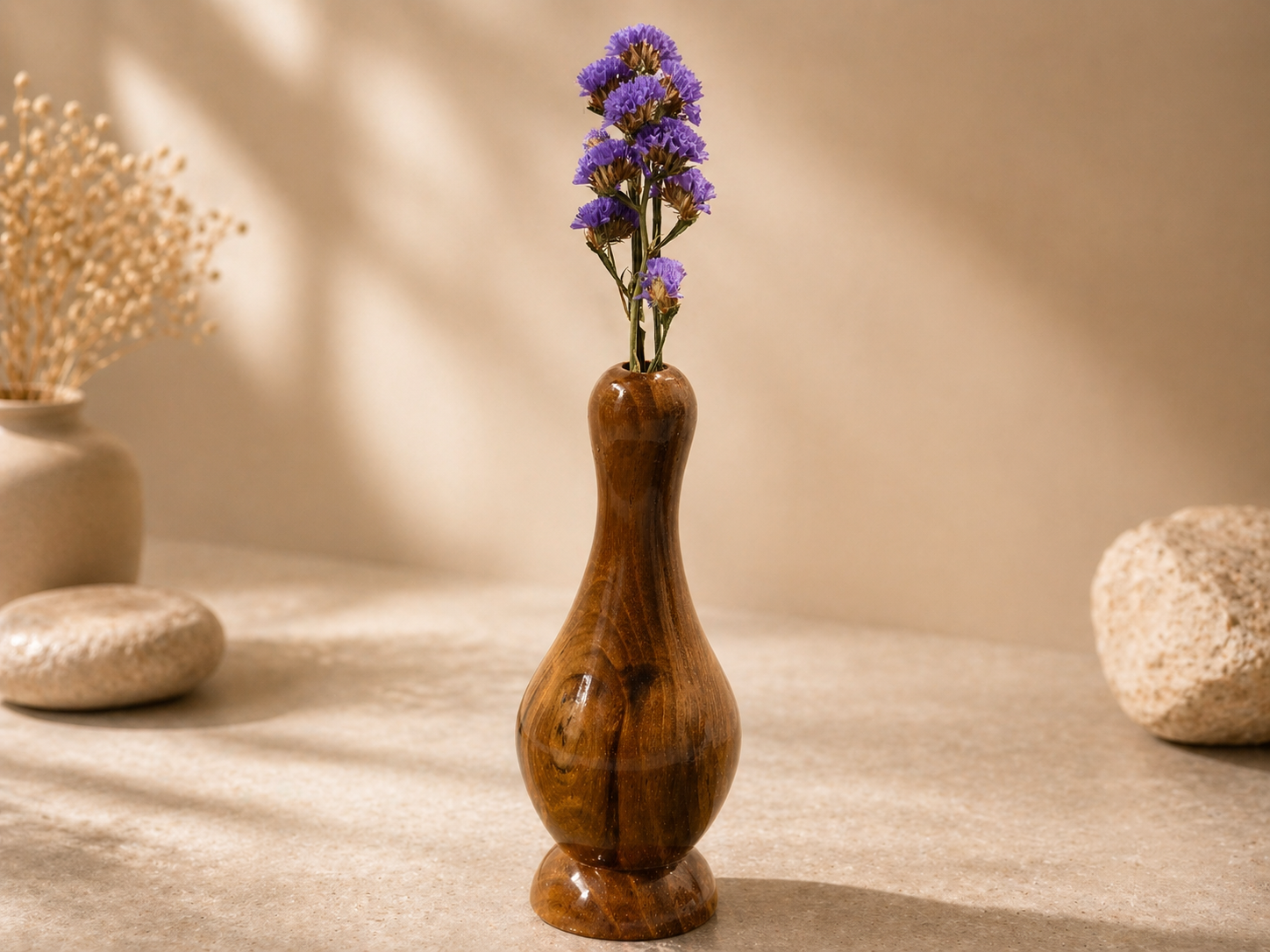 Viona Grove Teak Wooden Flower Vase in teak wood by UDSS Atelier view 3