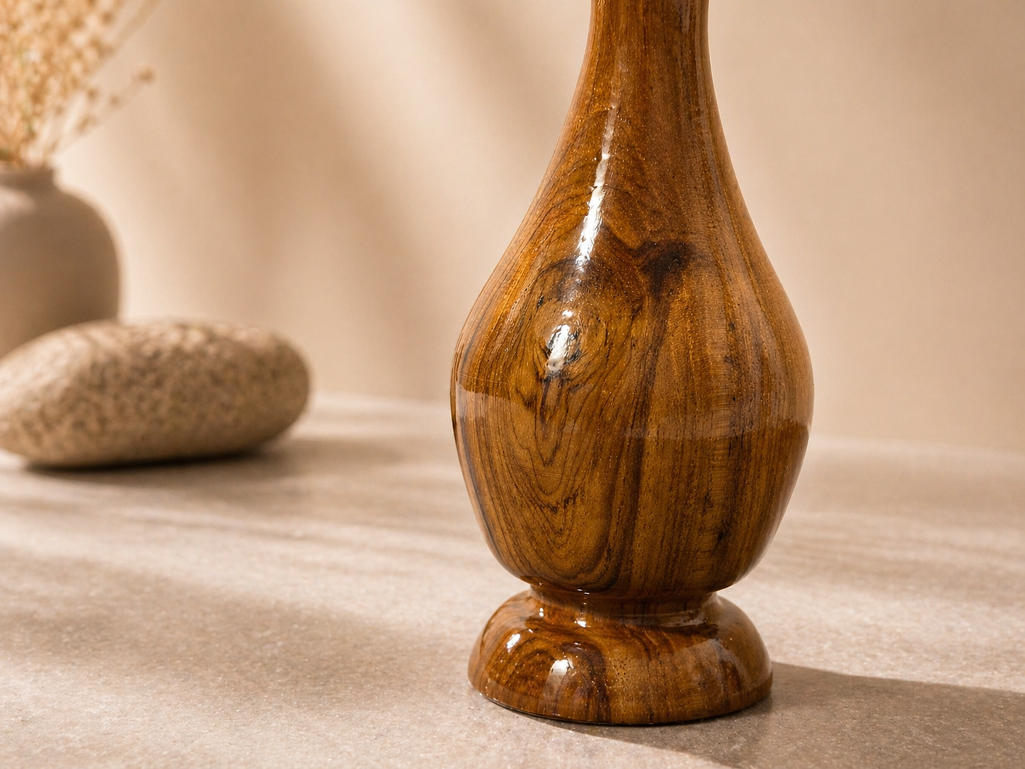 Viona Grove Teak Wooden Flower Vase in teak wood by UDSS Atelier view 4