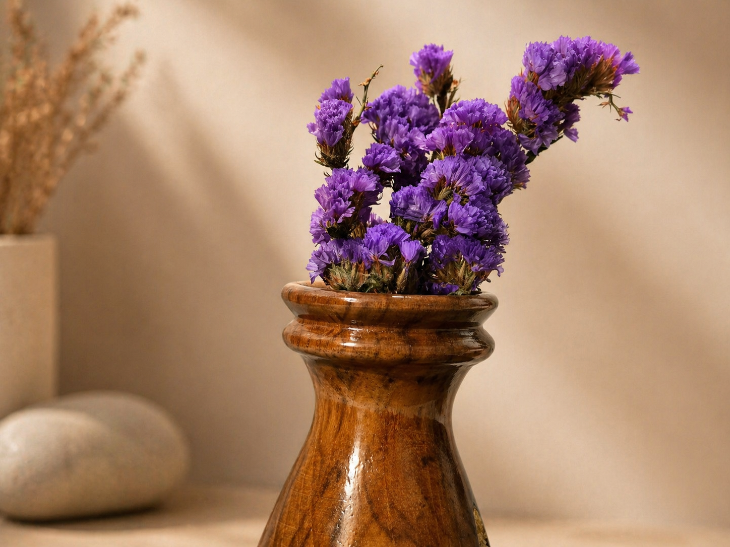 Selka Vale Teak Wooden Flower Vase in teak wood by UDSS Atelier