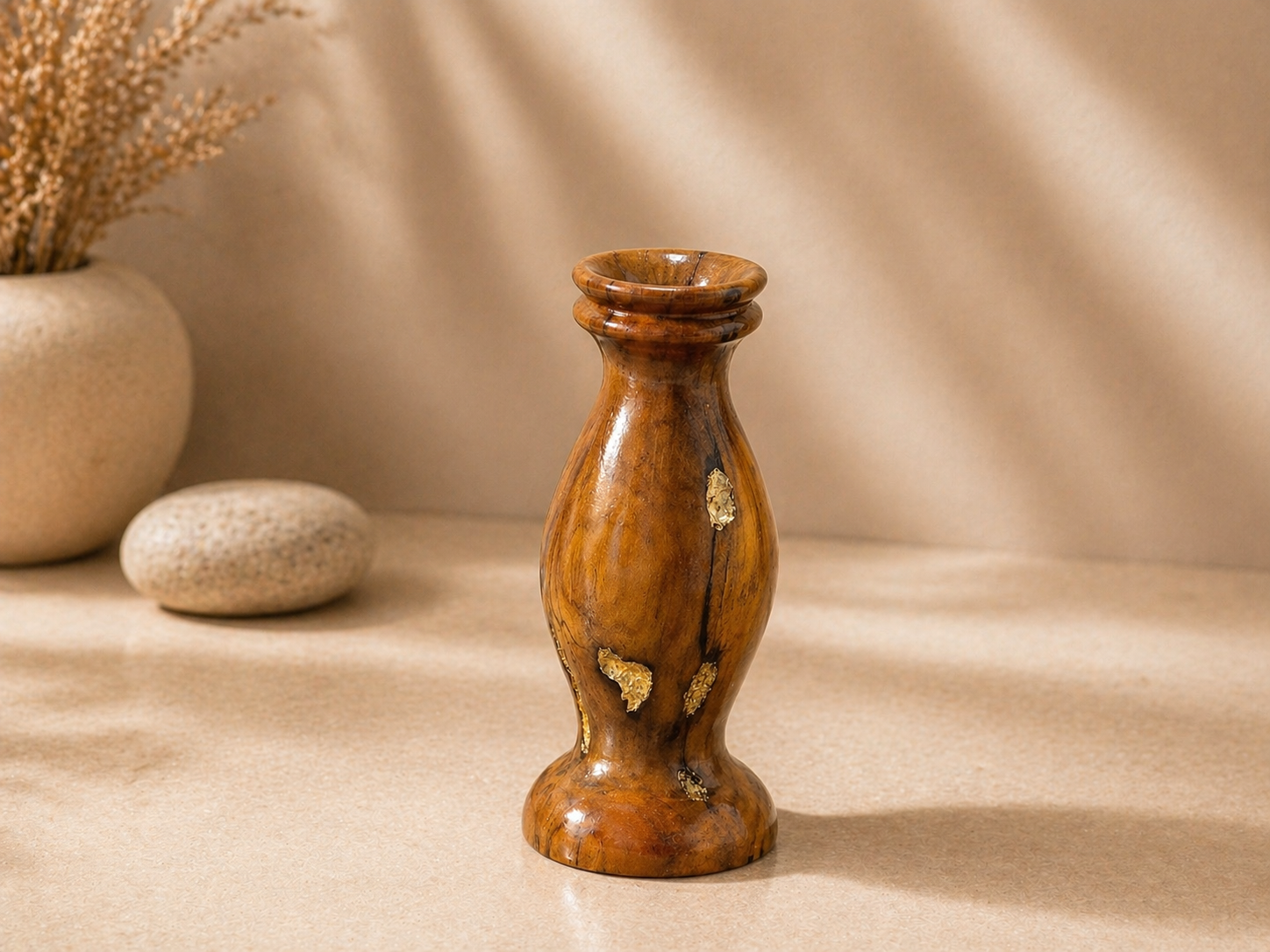 Selka Vale Teak Wooden Flower Vase in teak wood by UDSS Atelier gallery 2