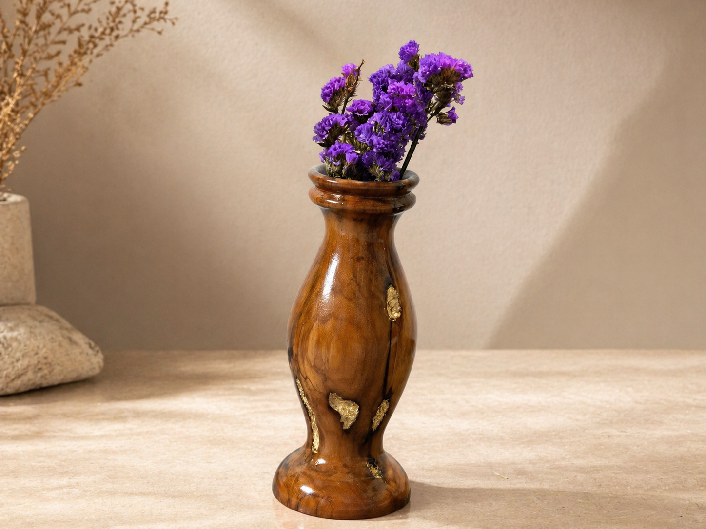 Selka Vale Teak Wooden Flower Vase in teak wood by UDSS Atelier gallery 3