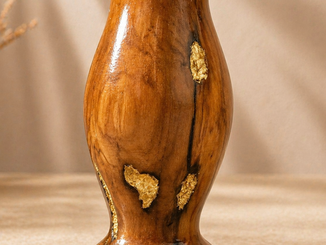 Selka Vale Teak Wooden Flower Vase in teak wood by UDSS Atelier gallery 4