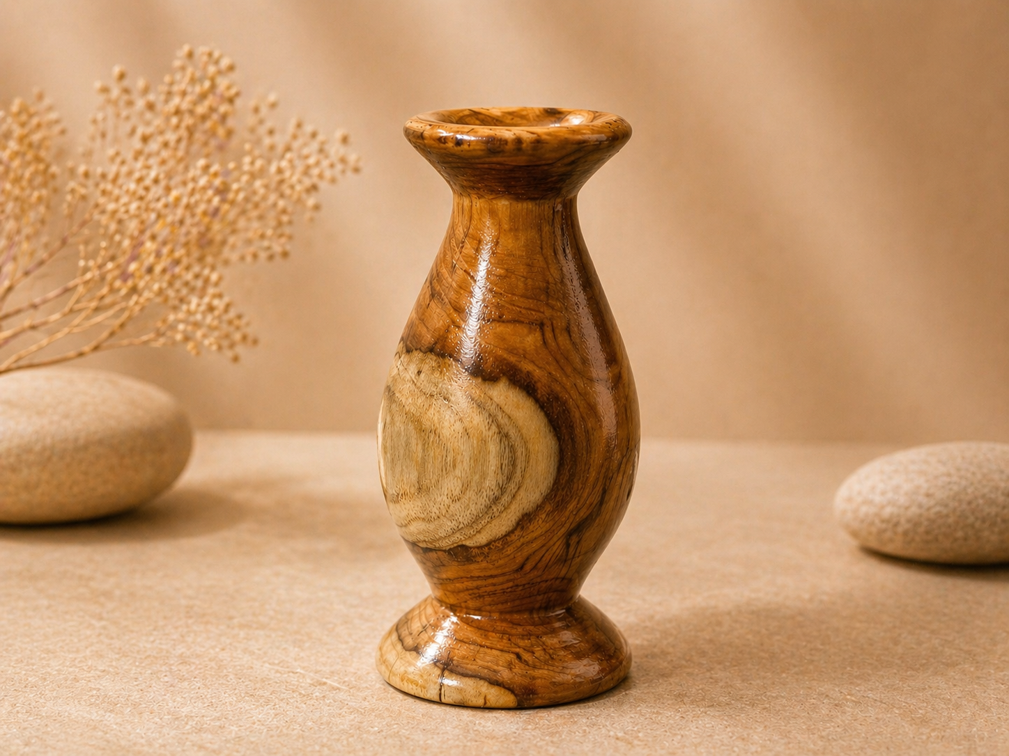 Aeris Nest Teak Wooden Flower Vase in teak wood by UDSS Atelier gallery 3