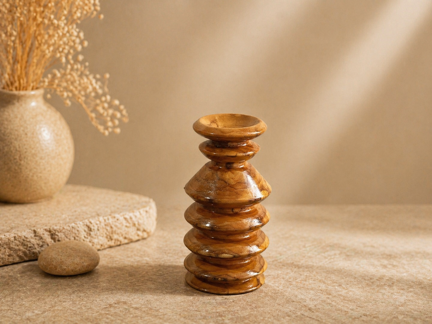 Noven Ridge Teak Wooden Flower Vase in teak wood by UDSS Atelier