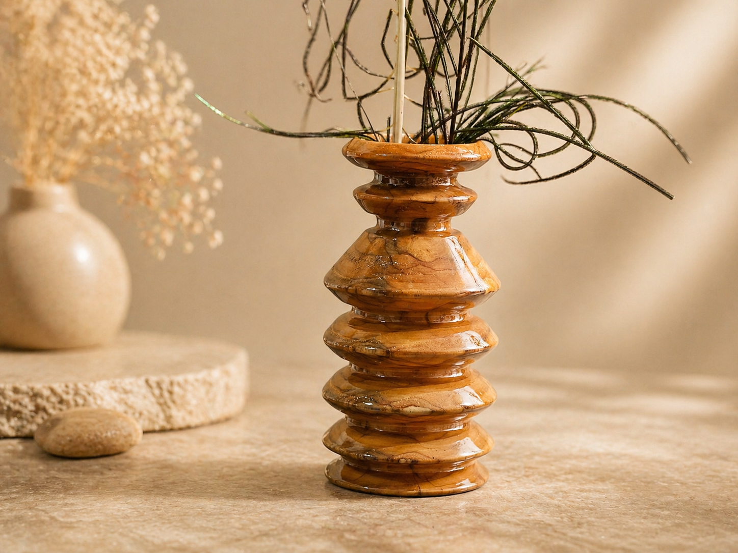 Noven Ridge Teak Wooden Flower Vase in teak wood by UDSS Atelier gallery 4