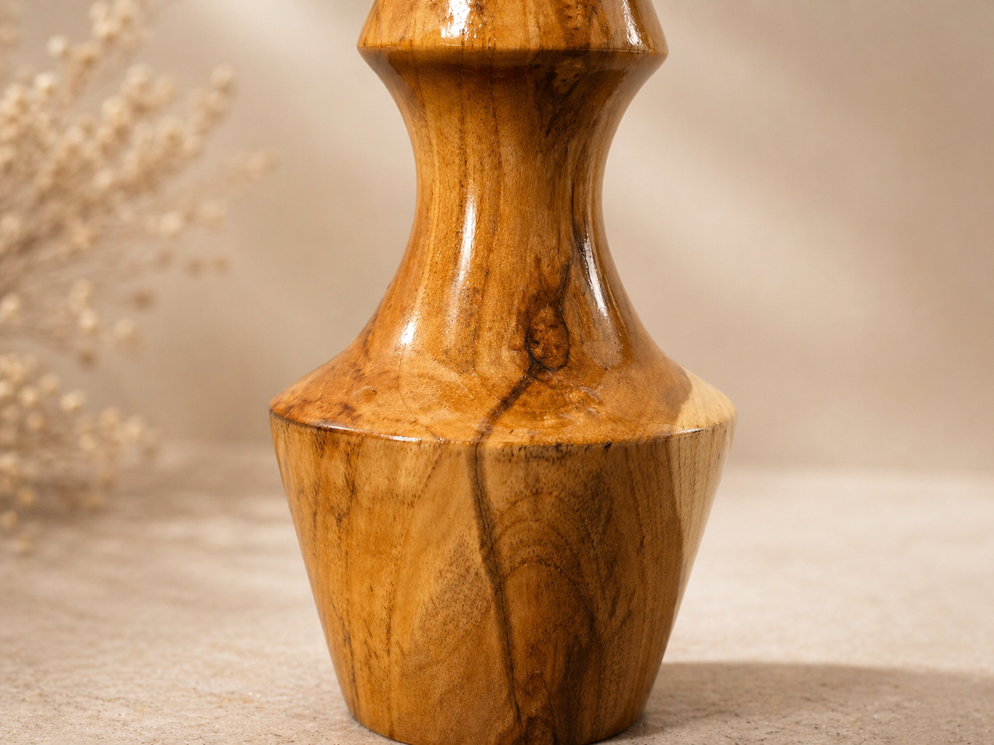 Elsin Curve Teak Wooden Flower Vase in teak wood by UDSS Atelier gallery 2