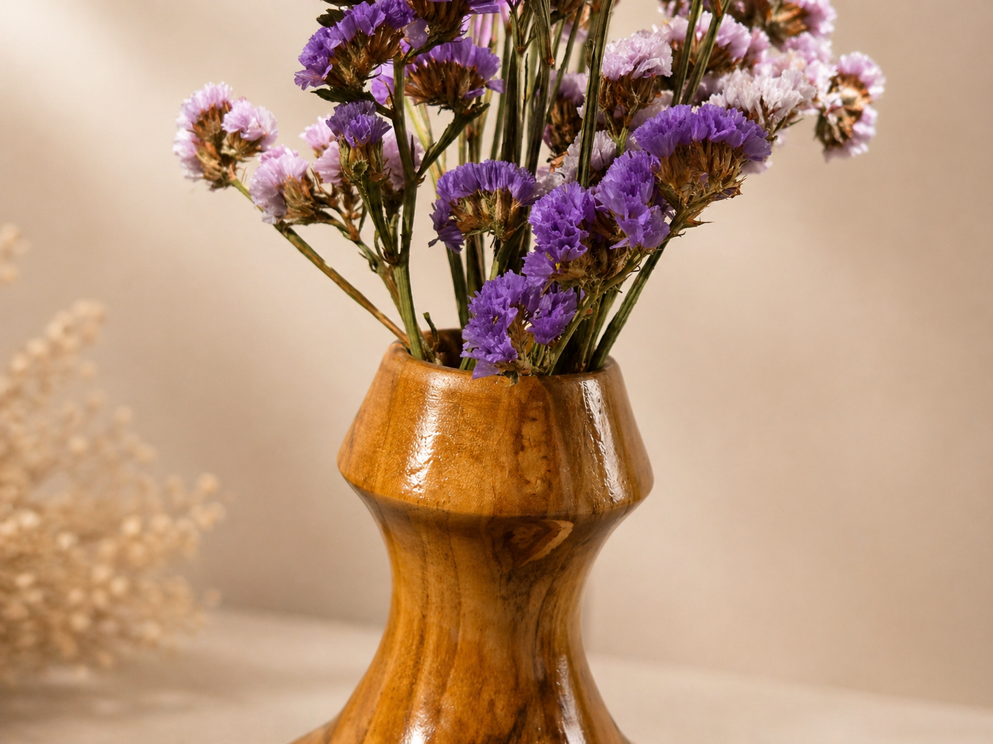 Elsin Curve Teak Wooden Flower Vase in teak wood by UDSS Atelier gallery 3