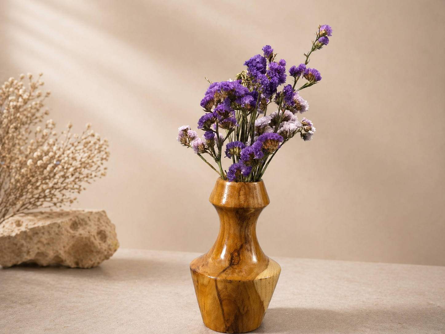 Elsin Curve Teak Wooden Flower Vase in teak wood by UDSS Atelier gallery 4