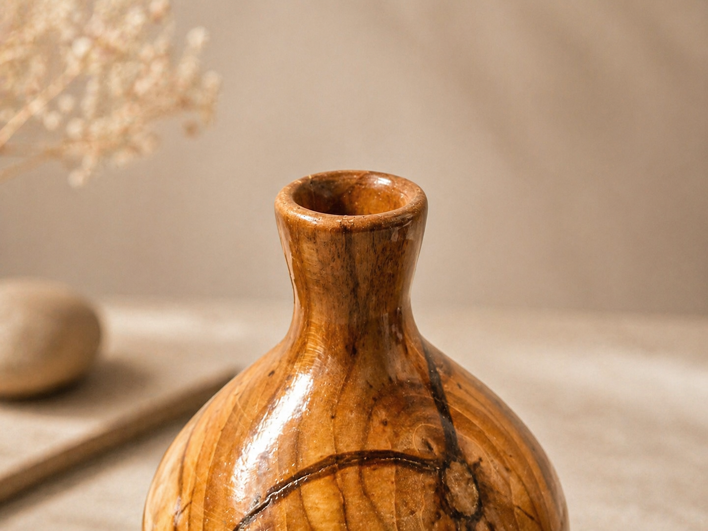 Tavian Bloom Teak Wooden Flower Vase in teak wood by UDSS Atelier