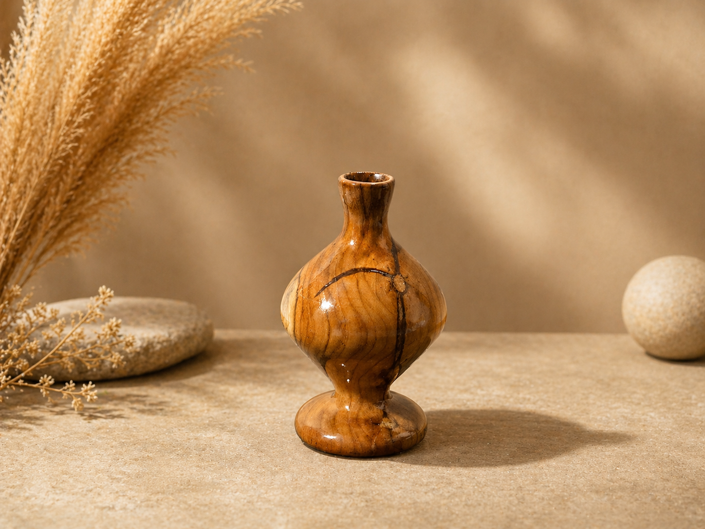 Tavian Bloom Teak Wooden Flower Vase in teak wood by UDSS Atelier gallery 2