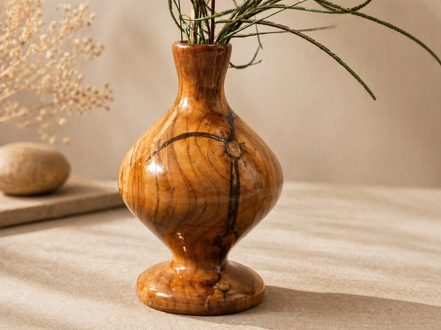 Tavian Bloom Teak Wooden Flower Vase in teak wood by UDSS Atelier gallery 4