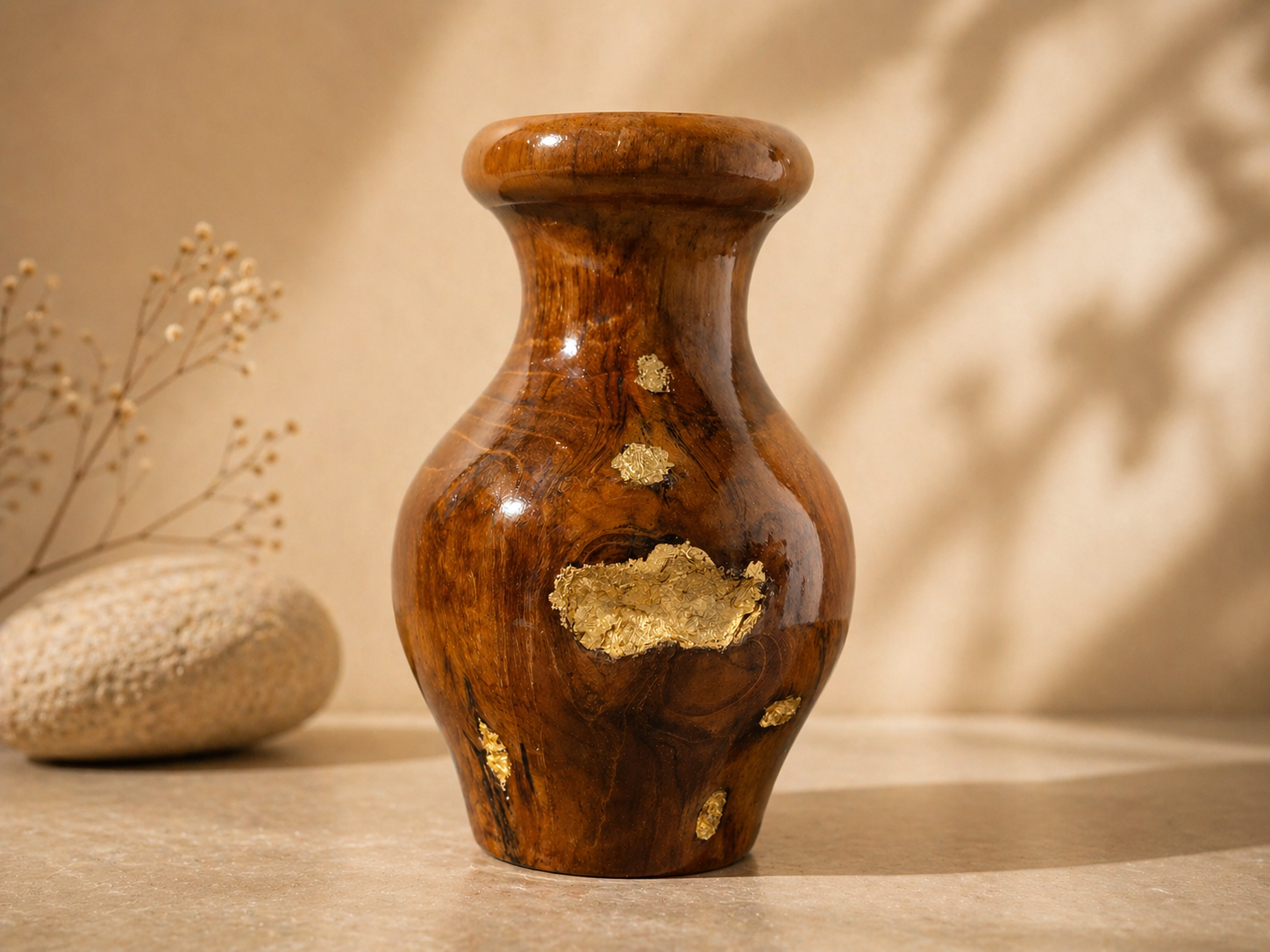 Orla Form Teak Wooden Flower Vase in teak wood by UDSS Atelier gallery 2