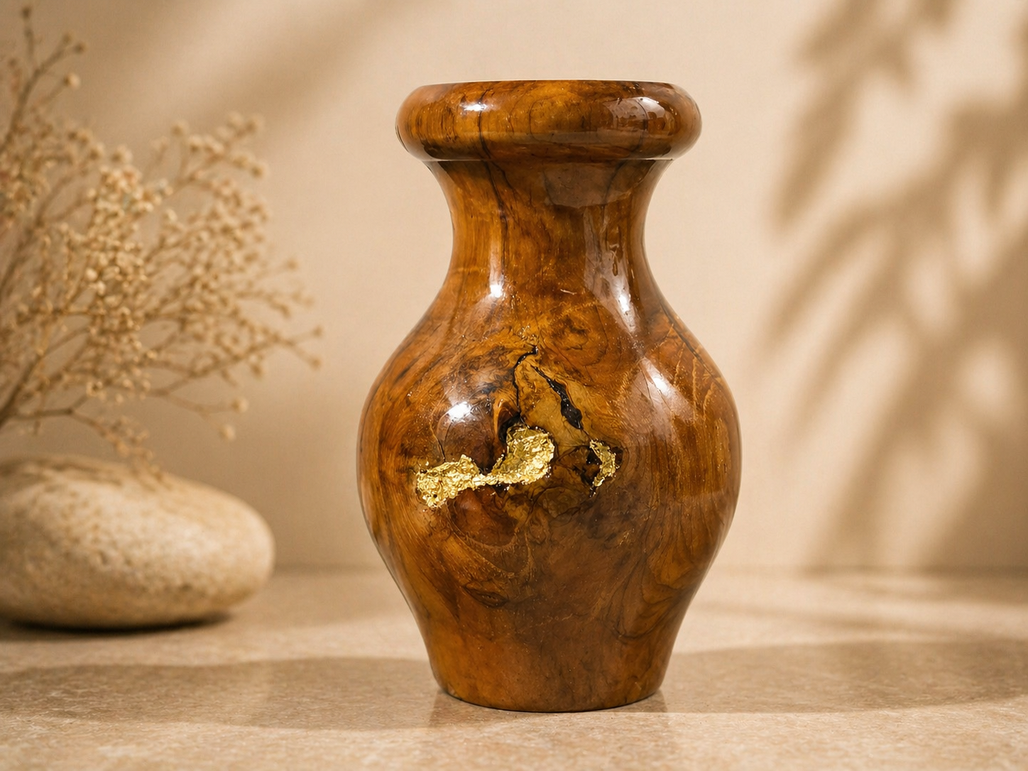 Orla Form Teak Wooden Flower Vase in teak wood by UDSS Atelier gallery 3