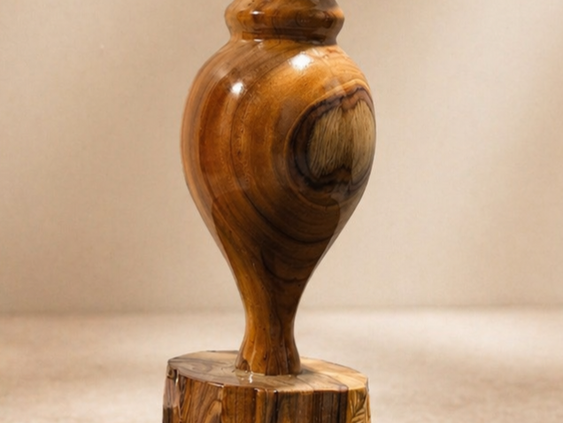 Solin Curve Teak Wooden Flower Vase in teak wood by UDSS Atelier gallery 4