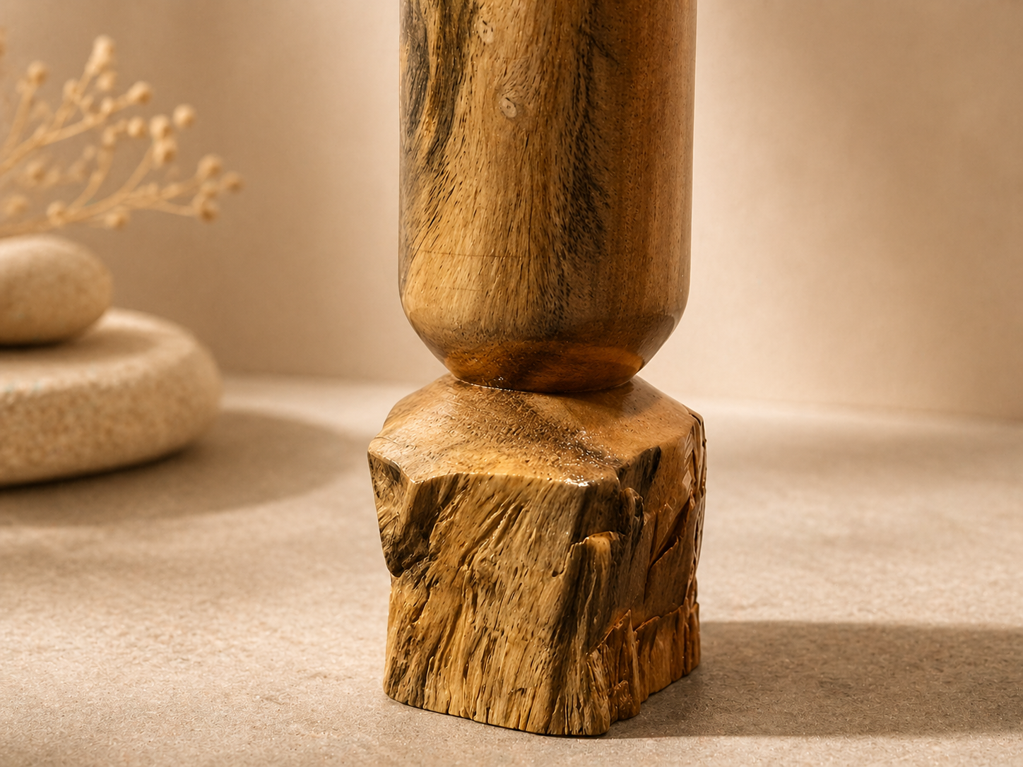 Darian Ridge Teak Wooden Flower Vase in teak wood by UDSS Atelier gallery 2