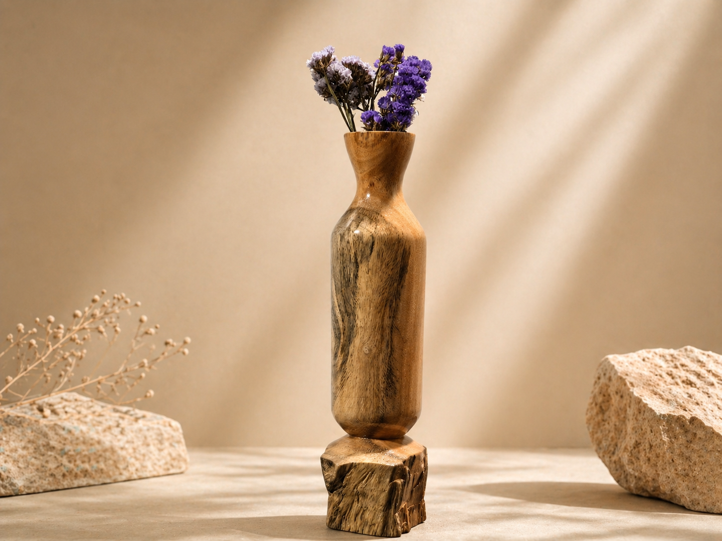 Darian Ridge Teak Wooden Flower Vase in teak wood by UDSS Atelier gallery 3
