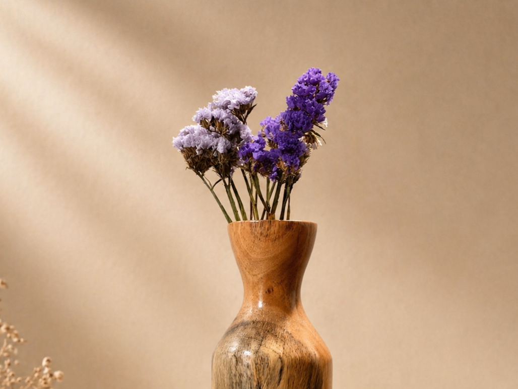 Darian Ridge Teak Wooden Flower Vase in teak wood by UDSS Atelier gallery 4