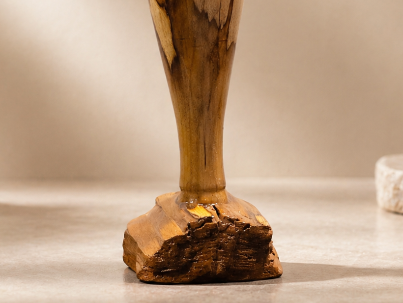Elara Petal Teak Wooden Flower Vase in teak wood by UDSS Atelier gallery 4