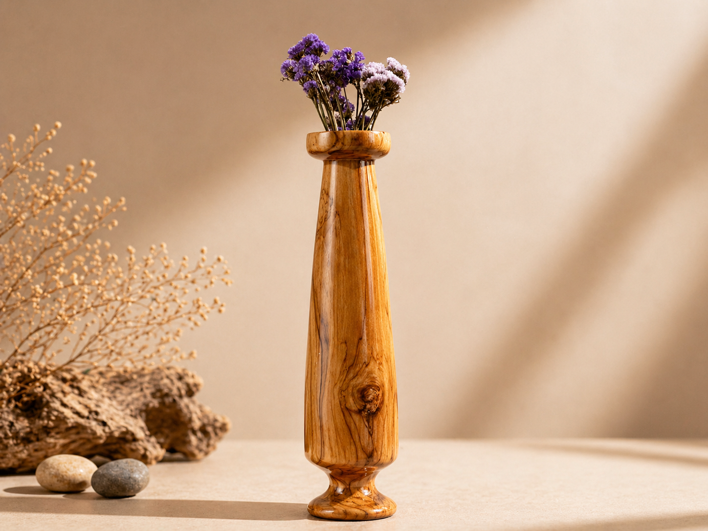 Veyan Form Teak Wooden Flower Vase in teak wood by UDSS Atelier