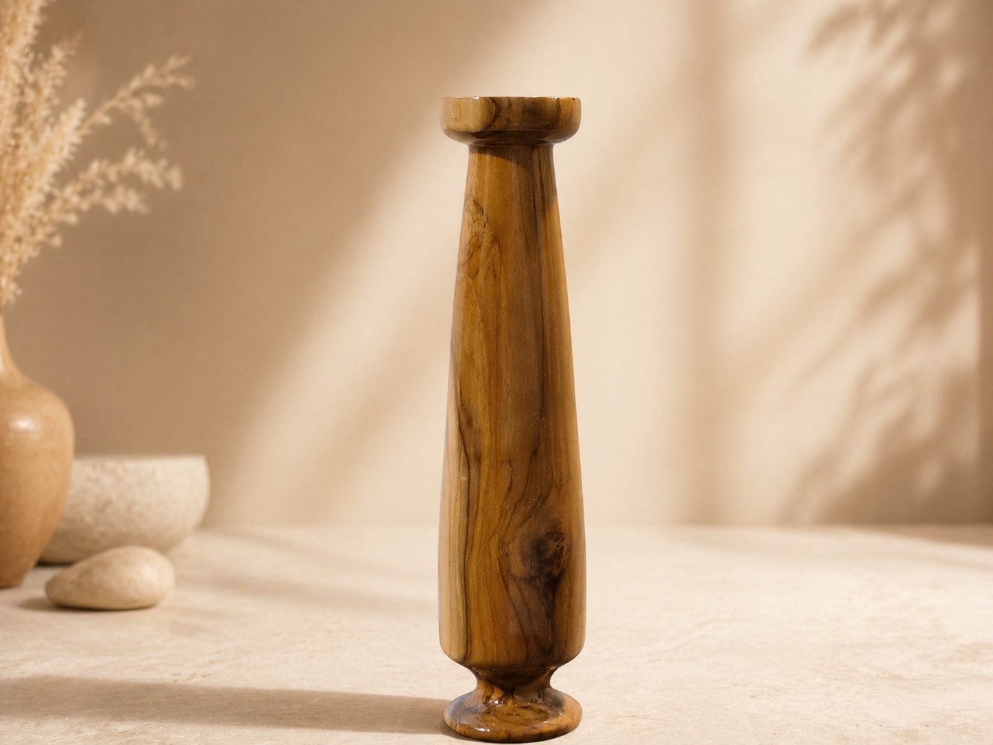 Veyan Form Teak Wooden Flower Vase in teak wood by UDSS Atelier gallery 3