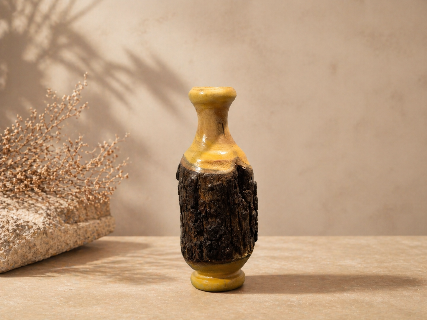 Dune Aura Wooden Flower Vase in natural wood by UDSS Atelier gallery 2