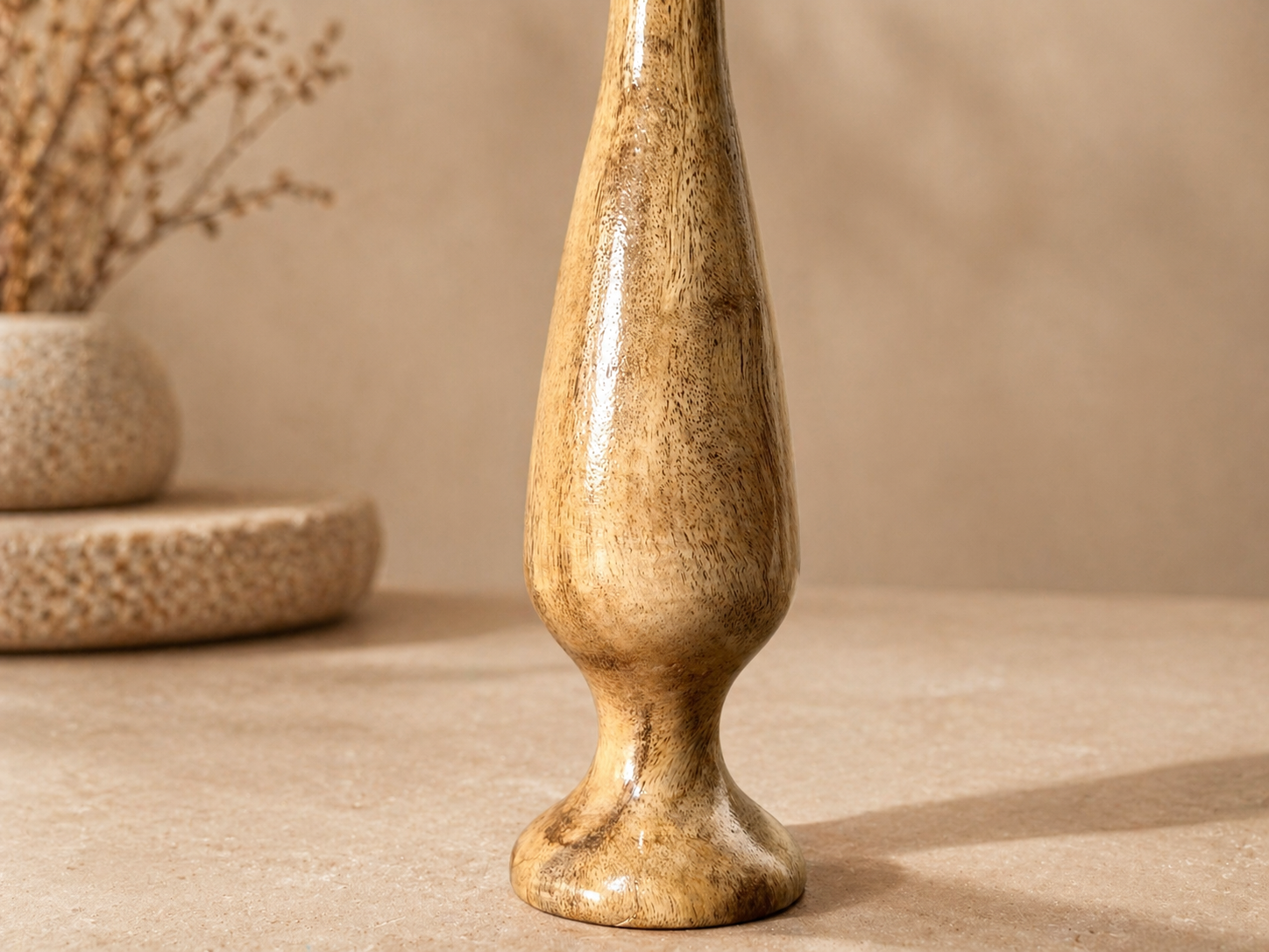 Solace Line Wooden Flower Vase in natural wood by UDSS Atelier gallery 3