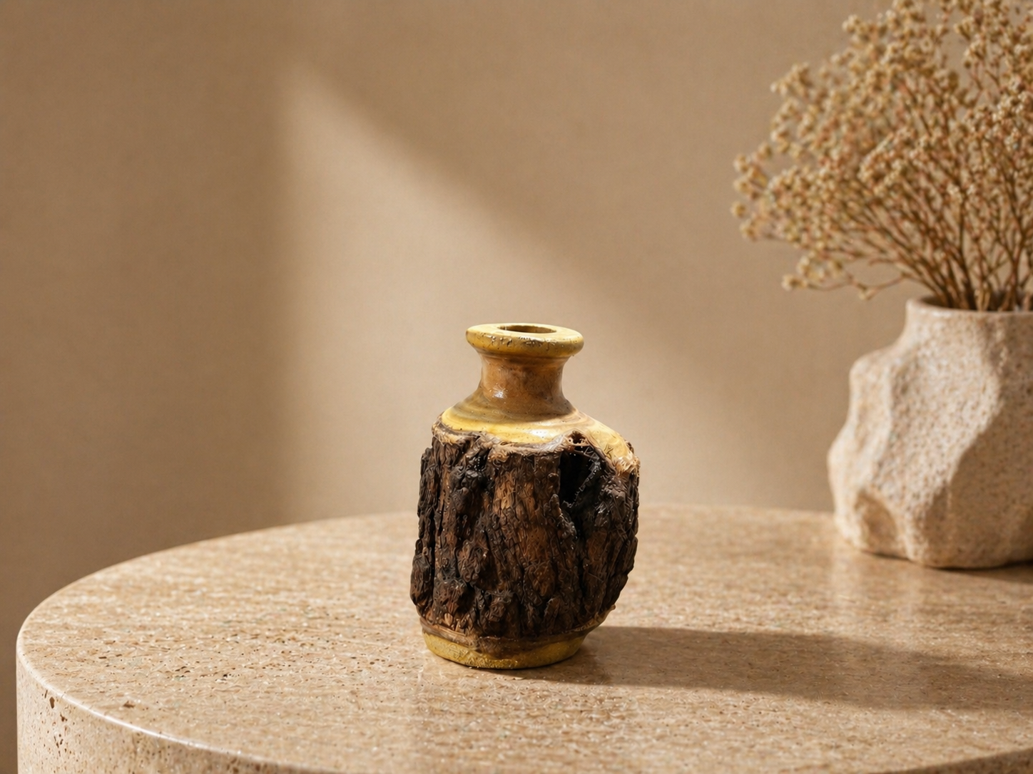 Oriel Curve Wooden Flower Vase in natural wood by UDSS Atelier gallery 4