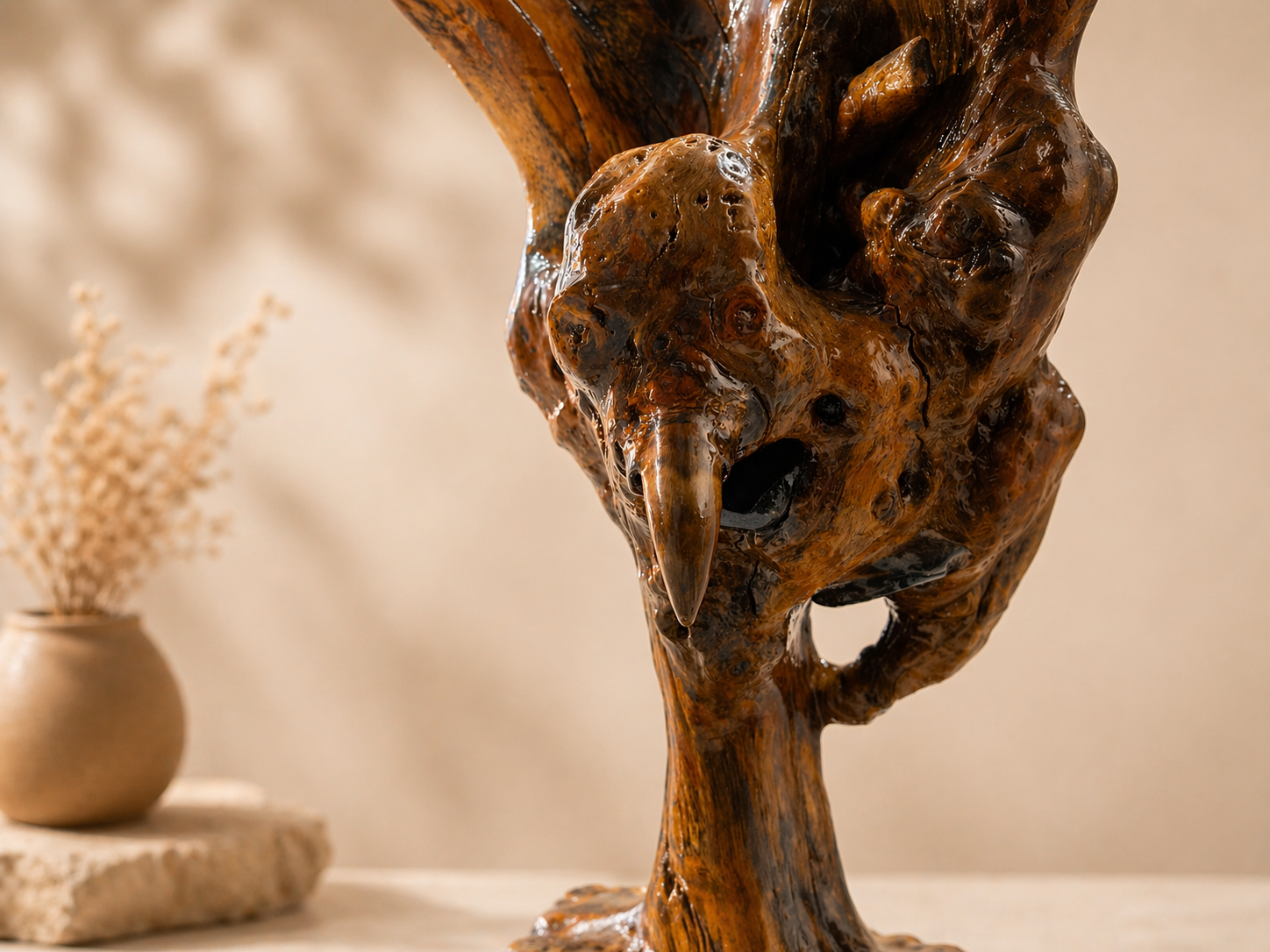Drift Monarch Live Edge Wood Sculpture in live-edge natural wood by UDSS Atelier view 1