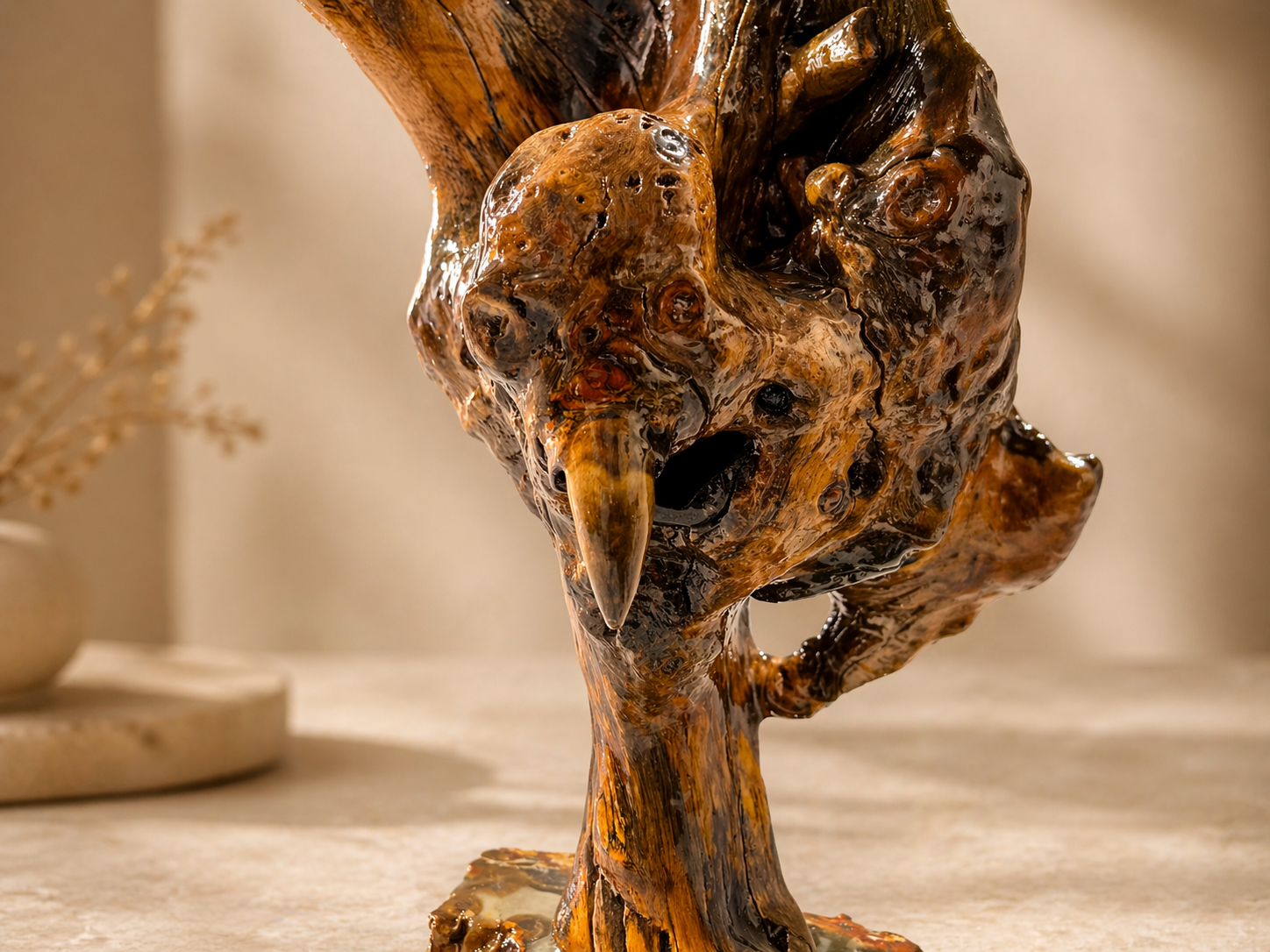 Drift Monarch Live Edge Wood Sculpture in live-edge natural wood by UDSS Atelier view 2