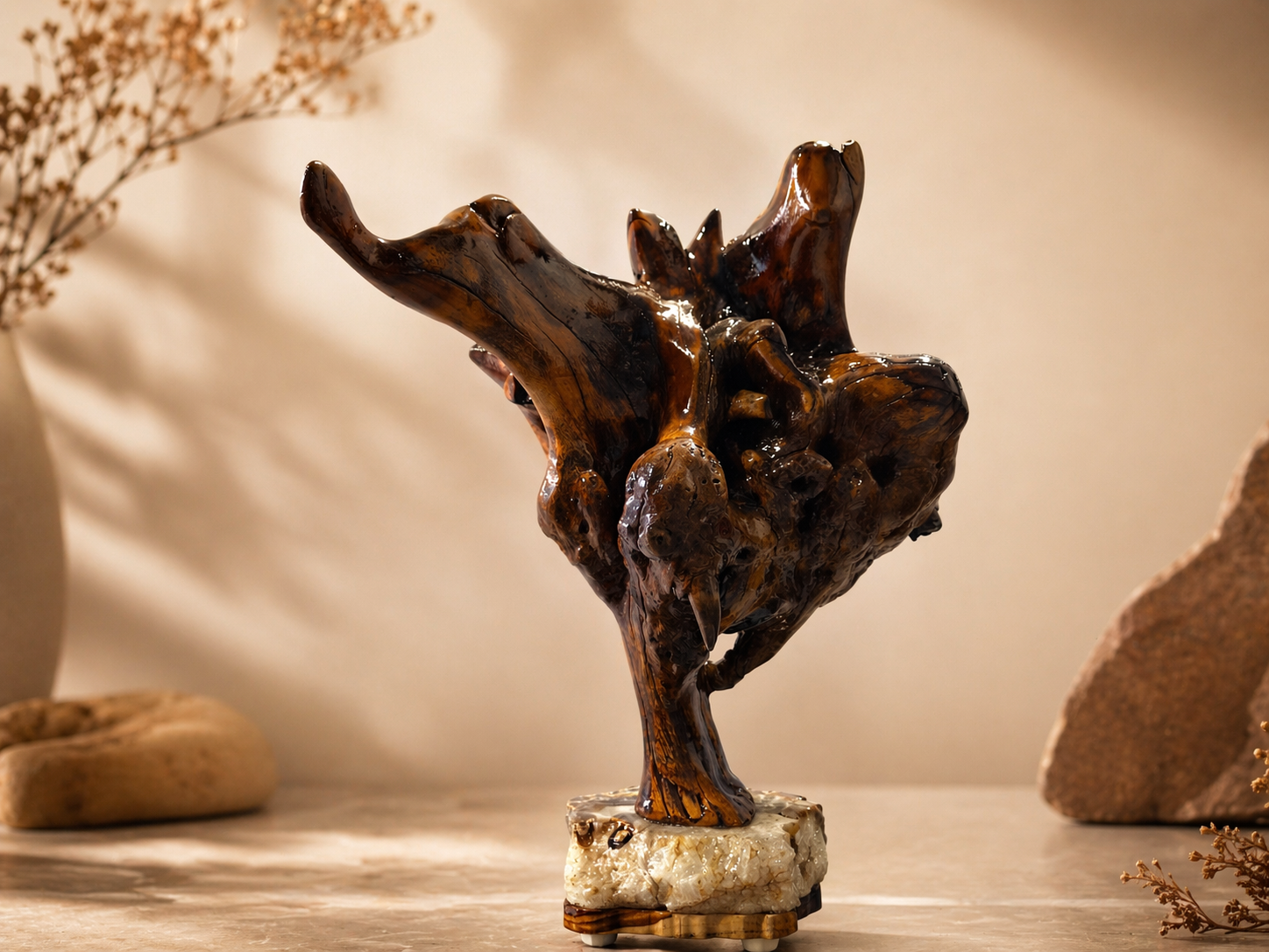 Drift Monarch Live Edge Wood Sculpture in live-edge natural wood by UDSS Atelier view 3