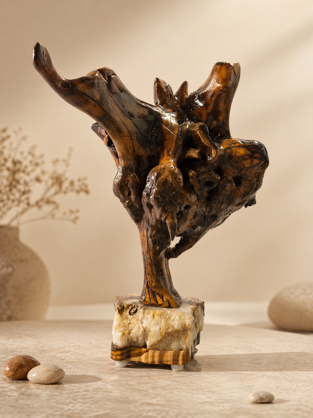 Drift Monarch Live Edge Wood Sculpture in live-edge natural wood by UDSS Atelier
