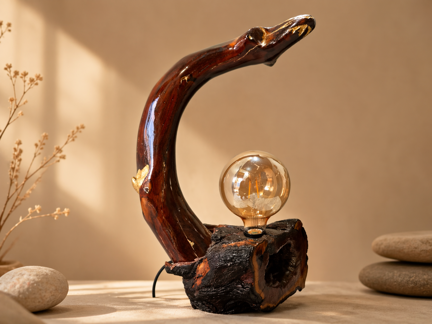 Kestrel Form Natural Wood Sculpture in live-edge natural wood by UDSS Atelier view 4